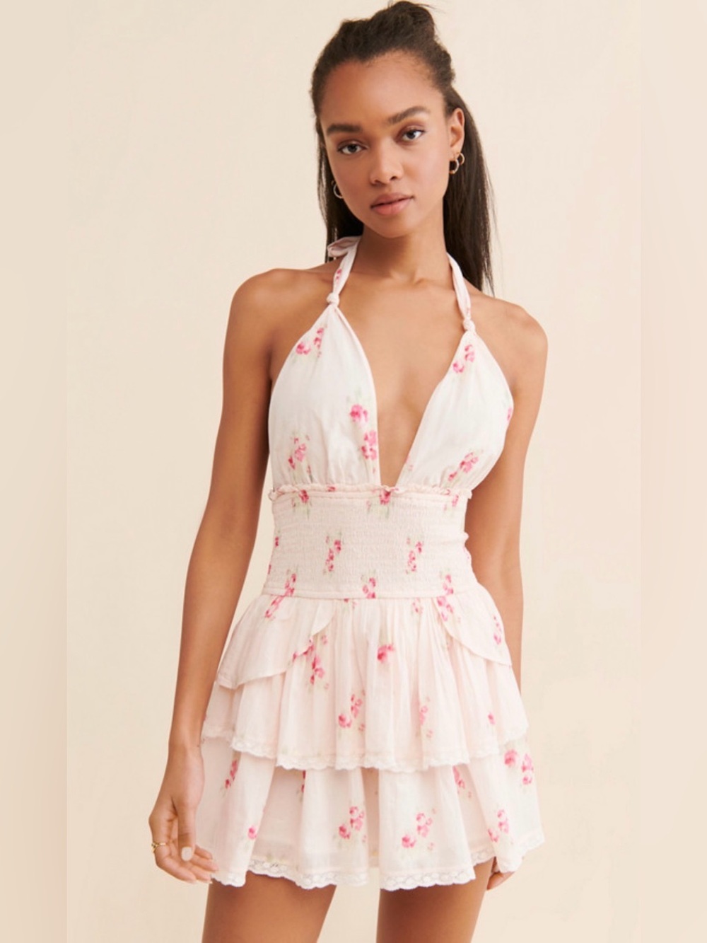 LoveShackFancy Deanna Halter Mini Dress – Size S